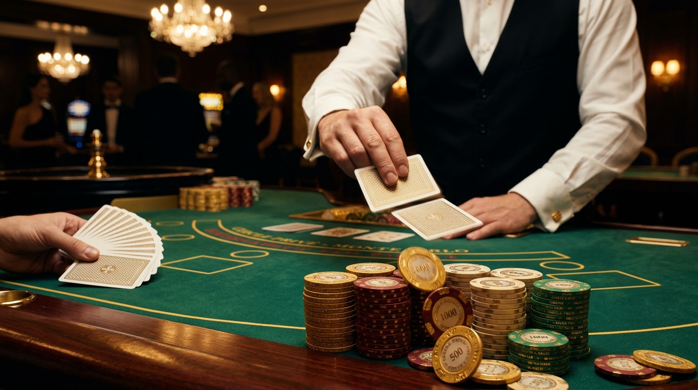 Tables de casino professionnelles avec croupiers en action