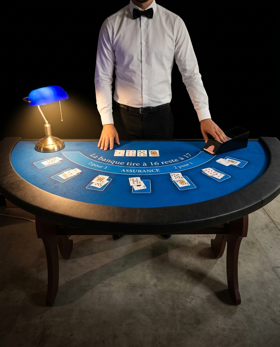 Table de Black Jack professionnelle avec croupier